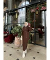 Fermuar Detaylı Triko Elbise - Acı Kahve