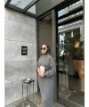 Fermuar Detaylı Triko Elbise - Gri
