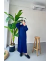 Fermuar Detaylı Triko Elbise - Lacivert