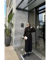 Fermuar Detaylı Triko Elbise - Siyah