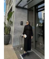 Fermuar Detaylı Triko Elbise - Siyah