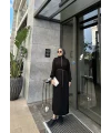 Fermuar Detaylı Triko Elbise - Siyah