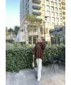 Fermuarlı Sweat Model Triko Kazak - Acı Kahve