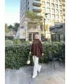 Fermuarlı Sweat Model Triko Kazak - Acı Kahve
