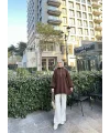 Fermuarlı Sweat Model Triko Kazak - Acı Kahve