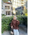 Fermuarlı Sweat Model Triko Kazak - Acı Kahve