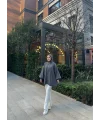 Fermuarlı Sweat Model Triko Kazak - Gri