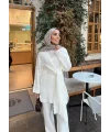 Fireya Bağlamalı Triko Takım - Ekru
