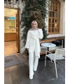 Fireya Bağlamalı Triko Takım - Ekru