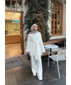 Fireya Bağlamalı Triko Takım - Ekru