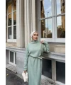 Fitilli Triko Elbise - Çağla