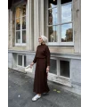 Fitilli Triko Elbise - Kahve