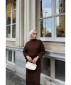 Fitilli Triko Elbise - Kahve