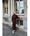 Fitilli Triko Elbise - Kahve
