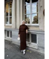 Fitilli Triko Elbise - Kahve