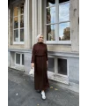 Fitilli Triko Elbise - Kahve