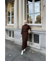 Fitilli Triko Elbise - Kahve