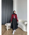 Fiyonklu Kazak - Bordo