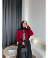 Fiyonklu Kazak - Bordo