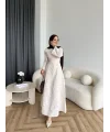 Fuş - Birit Bağlamalı Dantel Elbise - Bej
