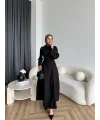 Fuş - Birit Bağlamalı Dantel Elbise - Siyah