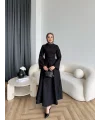 Fuş - Birit Bağlamalı Dantel Elbise - Siyah