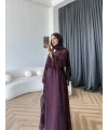 Fuş - Esra Taşlı Şal Hediye Abaya - Mürdüm
