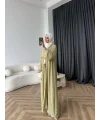 Fuş - Esra Taşlı Şal Hediye Abaya - Yağ Yeşili