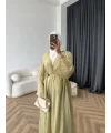 Fuş - Esra Taşlı Şal Hediye Abaya - Yağ Yeşili