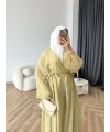 Fuş - Esra Taşlı Şal Hediye Abaya - Yağ Yeşili
