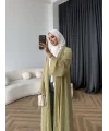 Fuş - Esra Taşlı Şal Hediye Abaya - Yağ Yeşili