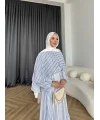 Fuş - Liya Çizgili Yaka Detay Elbise - Mavi