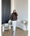 Gn-Elban Taşlı Sweat - Kahve