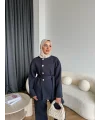 Gold Düğmeli 3 İplik Takım - Antrasit