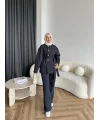 Gold Düğmeli 3 İplik Takım - Antrasit
