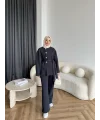 Gold Düğmeli 3 İplik Takım - Antrasit