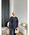 Gold Düğmeli 3 İplik Takım - Antrasit