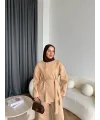 Gold Düğmeli 3 İplik Takım - Krem