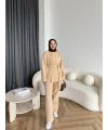 Gold Düğmeli 3 İplik Takım - Krem