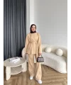 Gold Düğmeli 3 İplik Takım - Krem