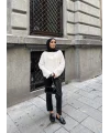 Gold Düğmeli Peluş Hırka - Bej