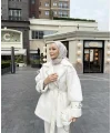 Goldie Peluş Mont - Beyaz