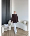 Gülsy Kol Detay Simli Triko Kazak - Kahve