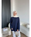 Gülsy Kol Detay Simli Triko Kazak - Lacivert