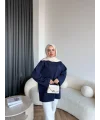 Gülsy Kol Detay Simli Triko Kazak - Lacivert