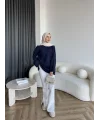 Gülsy Kol Detay Simli Triko Kazak - Lacivert