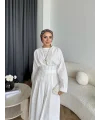 Hen - İlay Keten Elbise - Beyaz