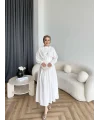 Hen - İlay Keten Elbise - Beyaz