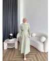 Hen - İlay Keten Elbise - Yeşil