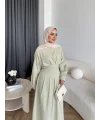 Hen - İlay Keten Elbise - Yeşil